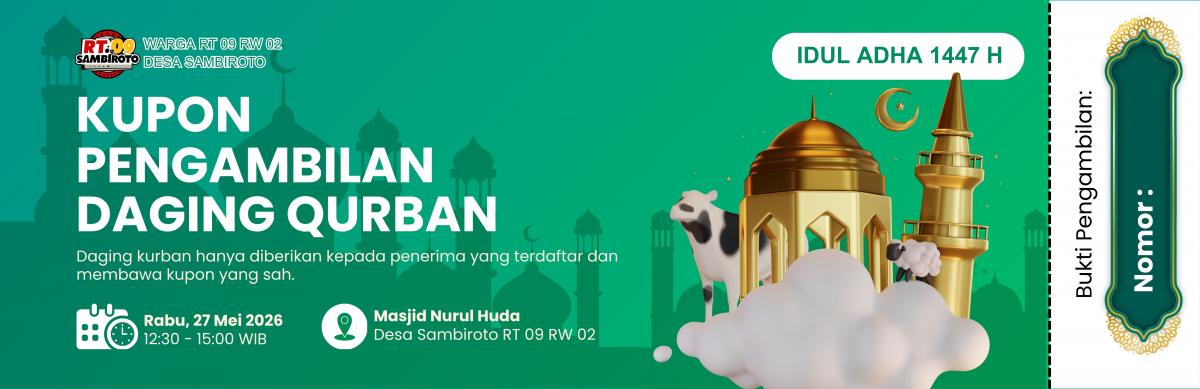 Penyembelihan dan Pembagian Daging Qurban RT 09 Desa Sambiroto 1447 H